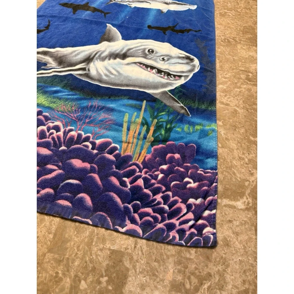 Ocean Shark Underwater Coral Reef Beach Towel Under the Sea Aquatic 27